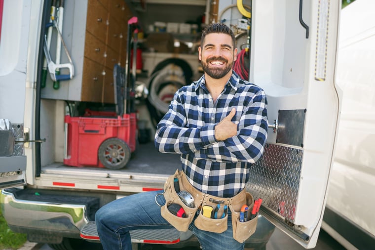 portrait of an electrician contractor at work