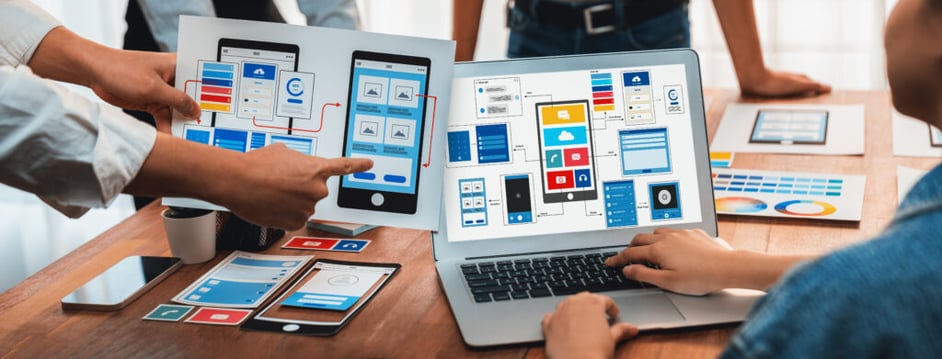 Creative front-end developer brainstorming UI design. Scrutinize