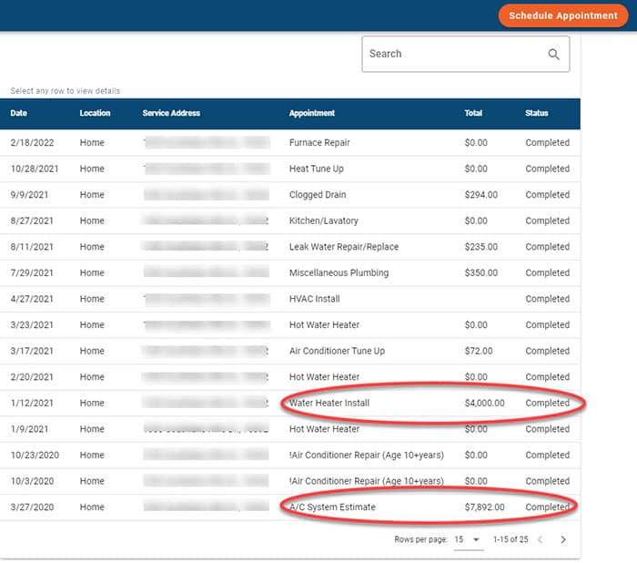 Sera Customer Hub Service Record With Callouts